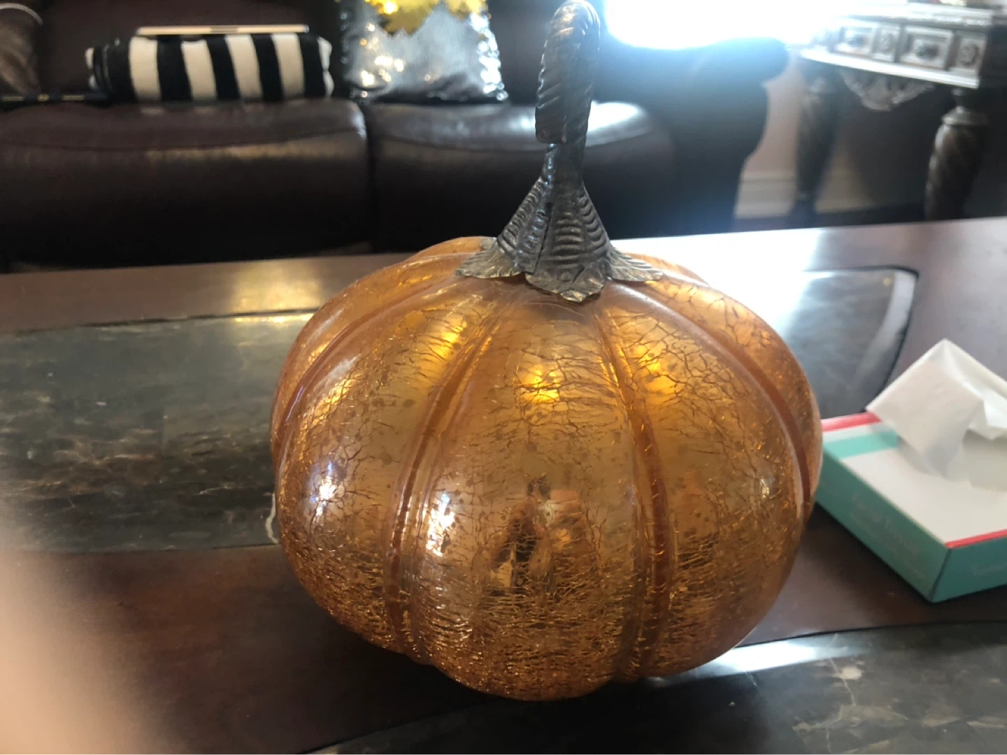 Decorative Orange Glass Pumpkin