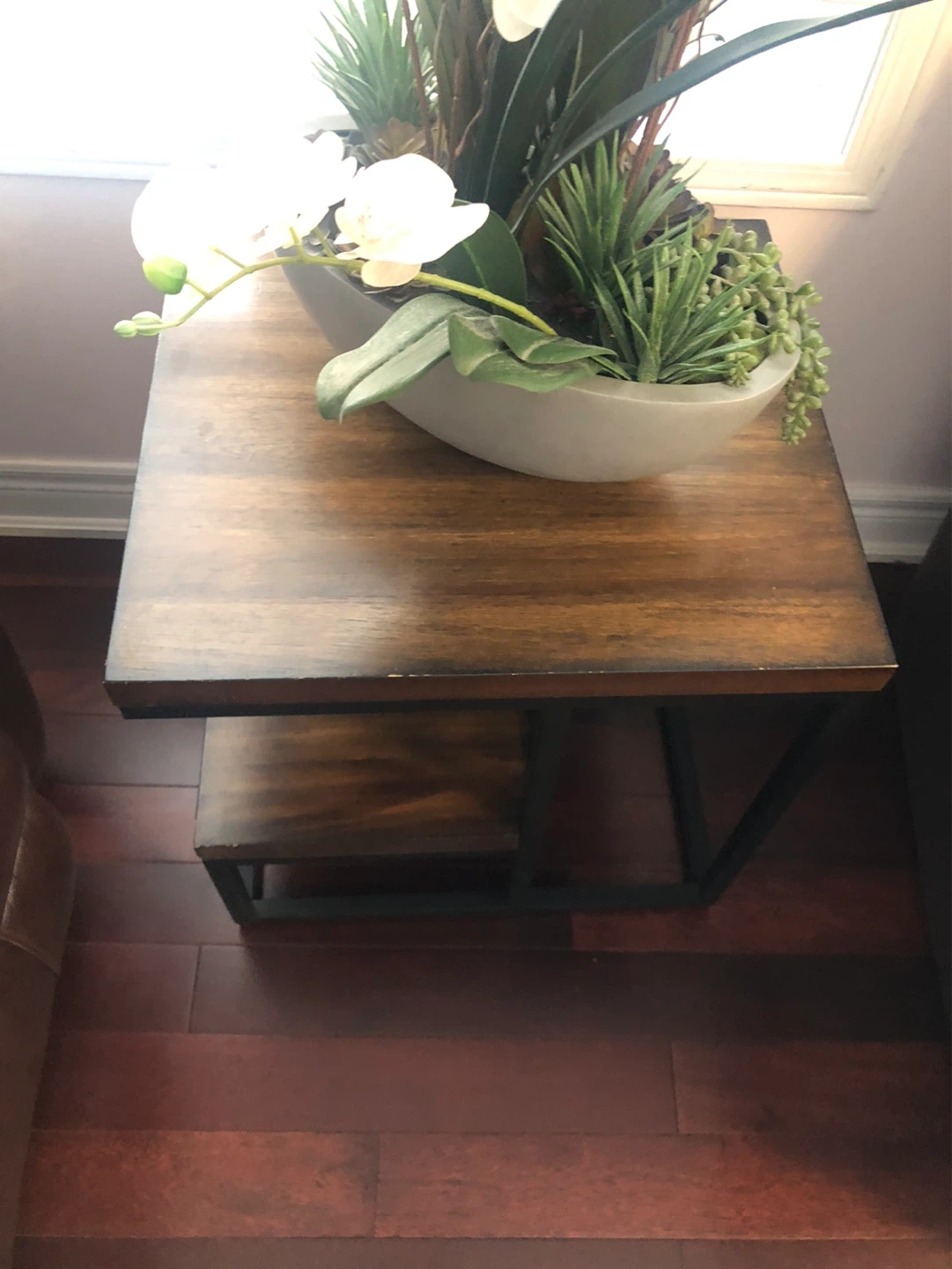 End Table with Wood Top and Metal Frame