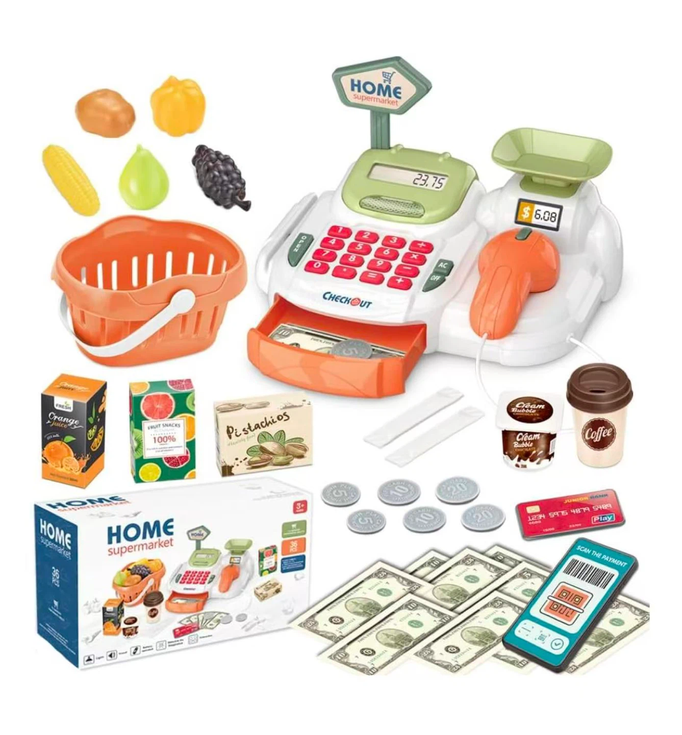 HOME Supermarket Toy Cash Register with Accessories