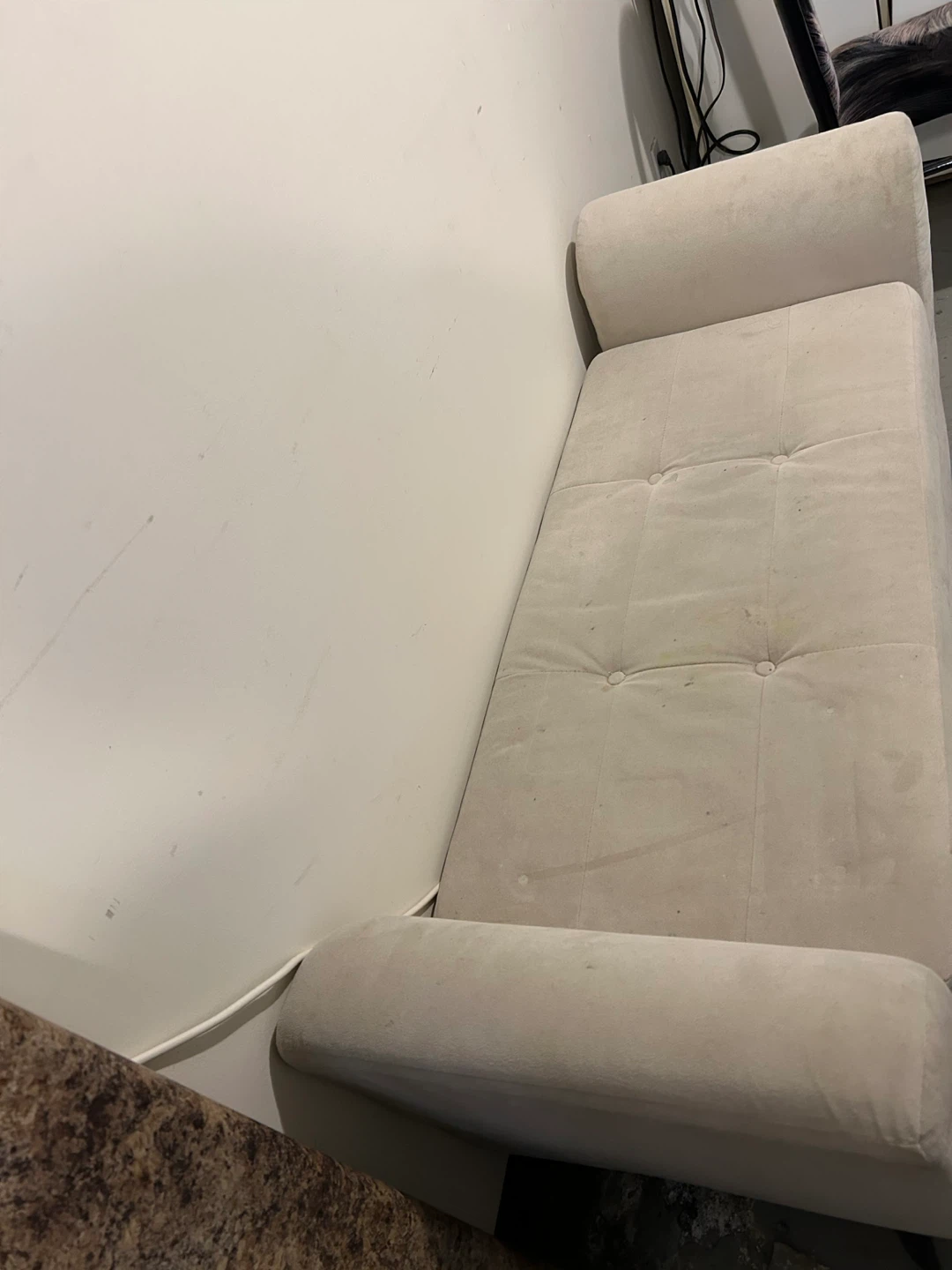 Beige Tufted Loveseat Bench - photo 2