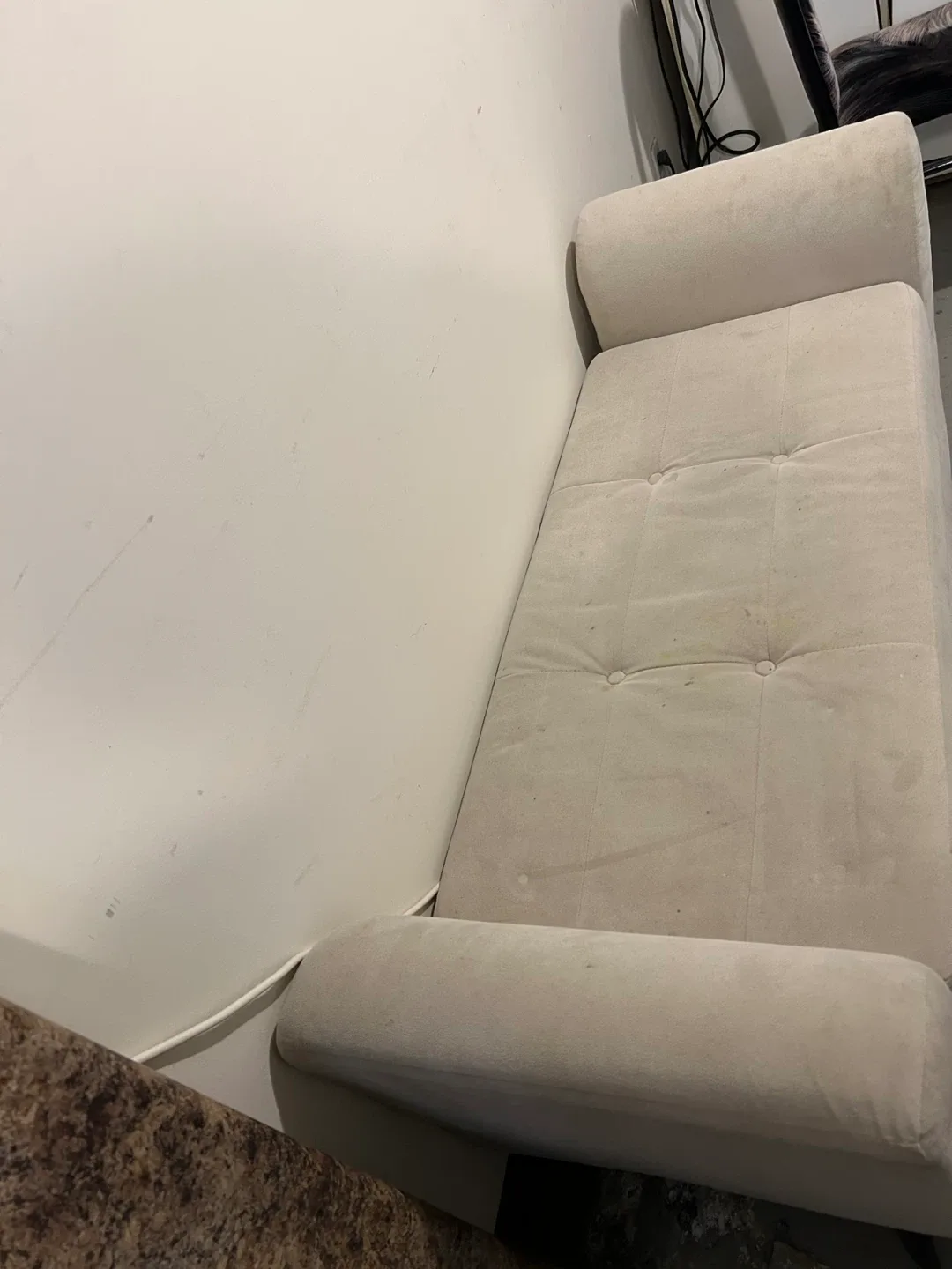 Beige Tufted Loveseat Bench - photo 2