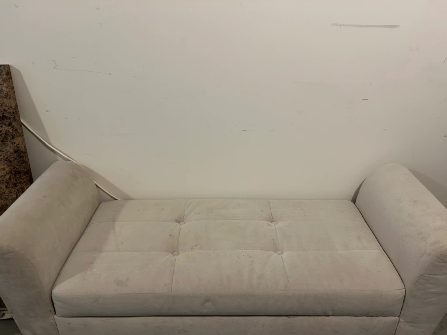 Beige Tufted Loveseat Bench - photo 4