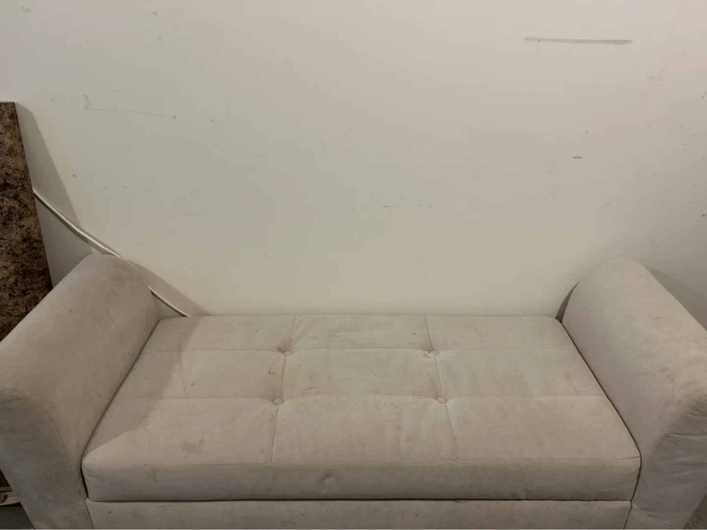 Beige Tufted Loveseat Bench - photo 4