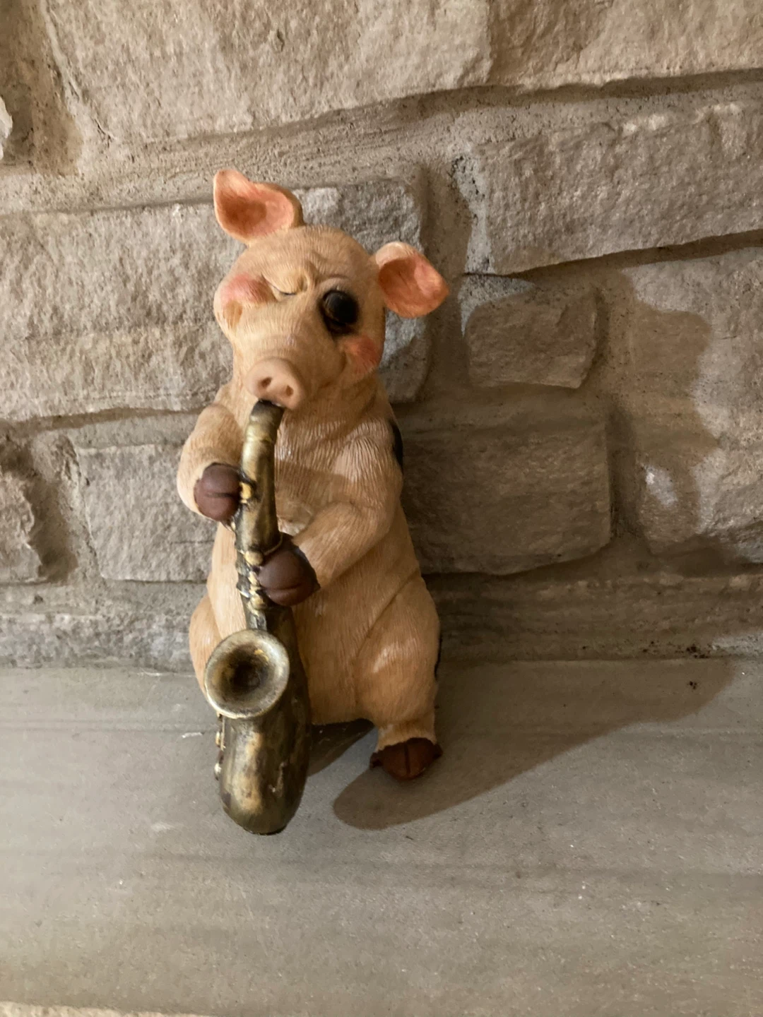 Pig Playing Saxophone Figurine