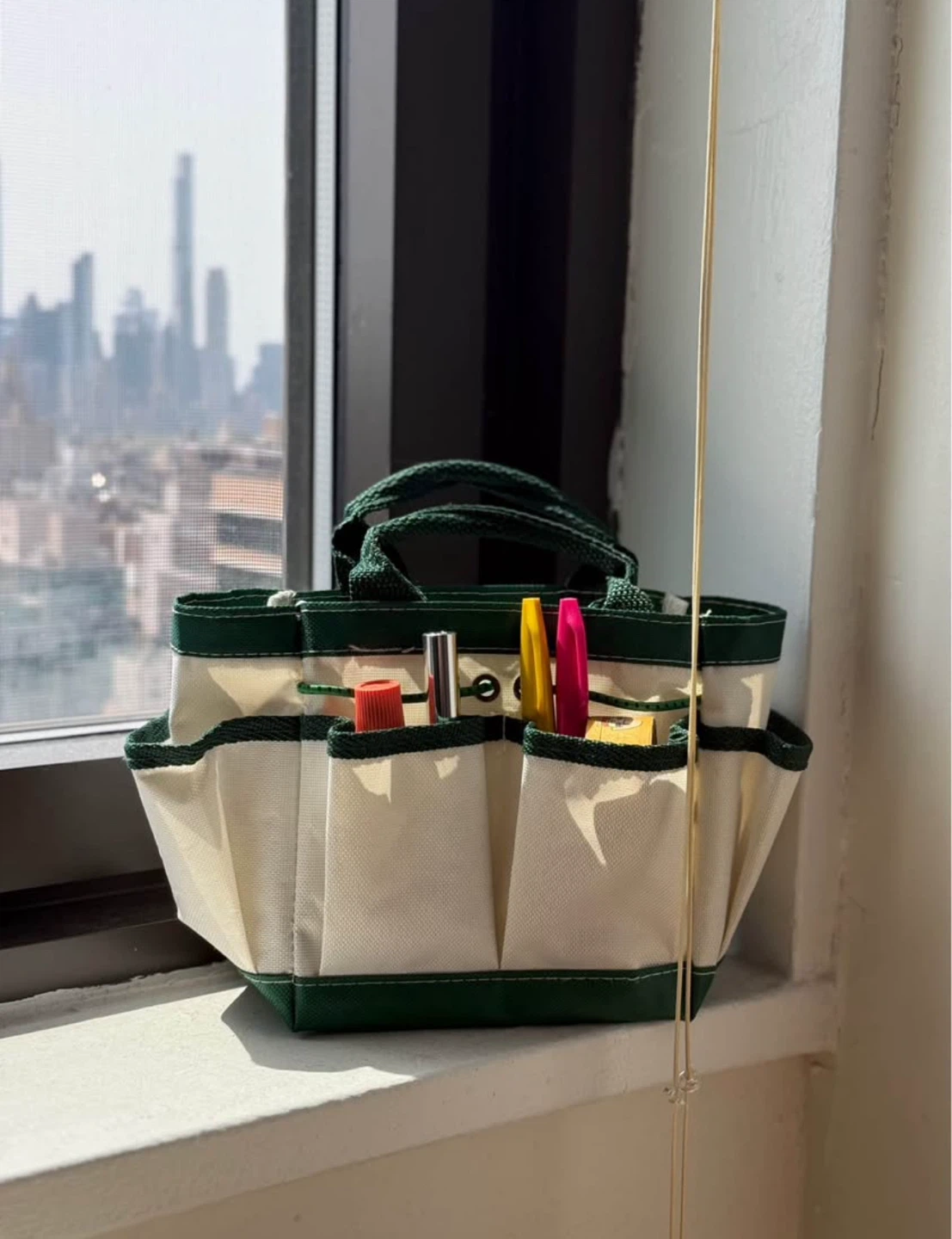 Cream & Green Canvas Mini Tote