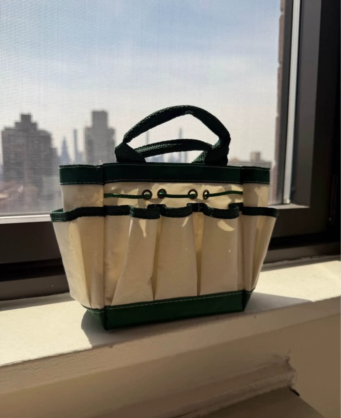 Cream & Green Canvas Mini Tote - photo 4