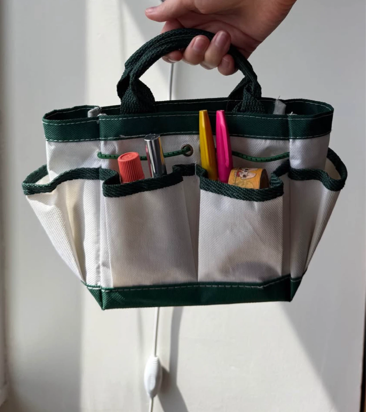 Cream & Green Canvas Mini Tote - photo 2