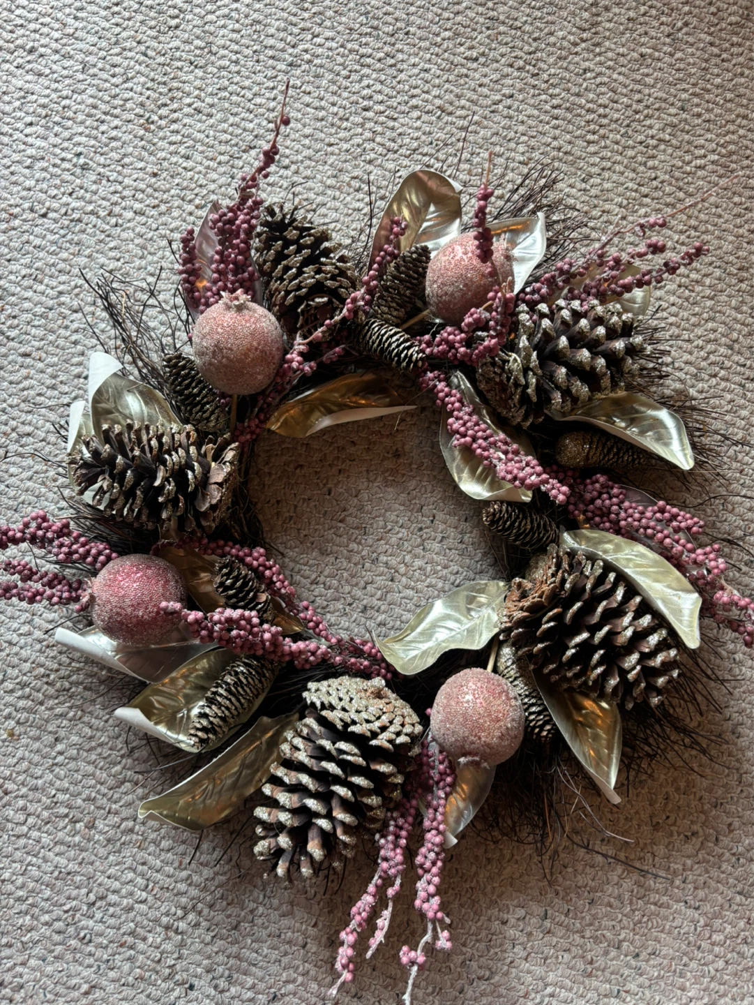 Wreath with Pinecones and Berries