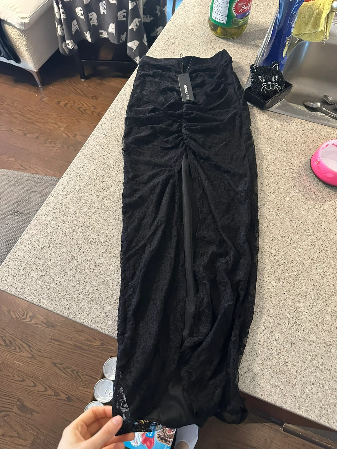 Fashion Nova Black Lace Maxi Skirt xs