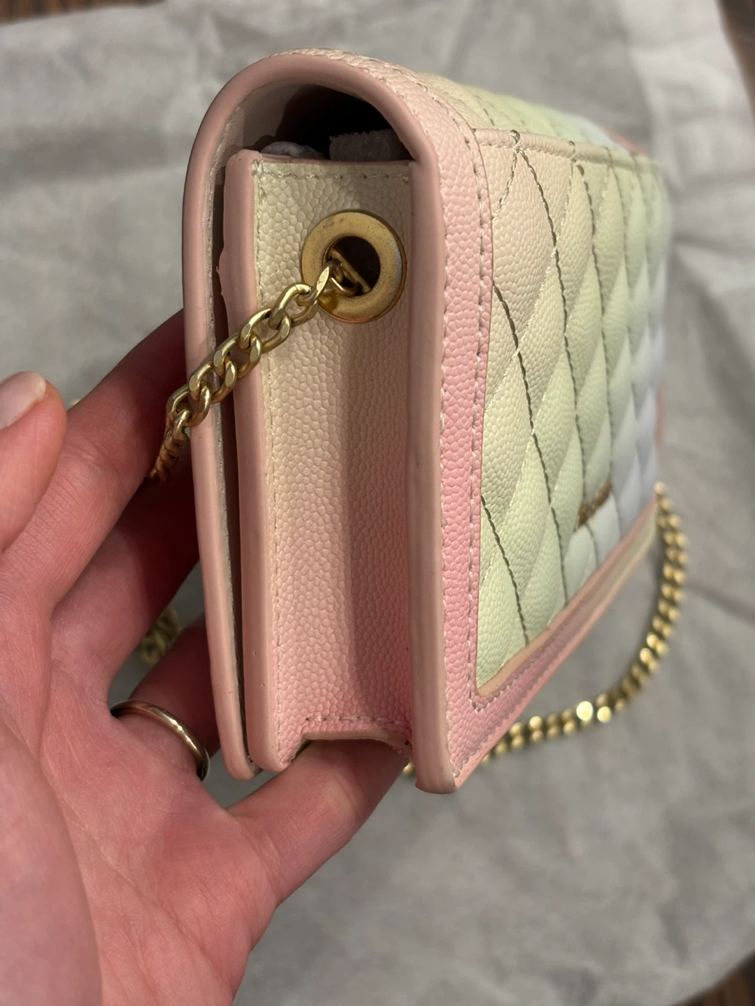 Charles & Keith Quilted Wallet/Clutch with Chain - photo 3