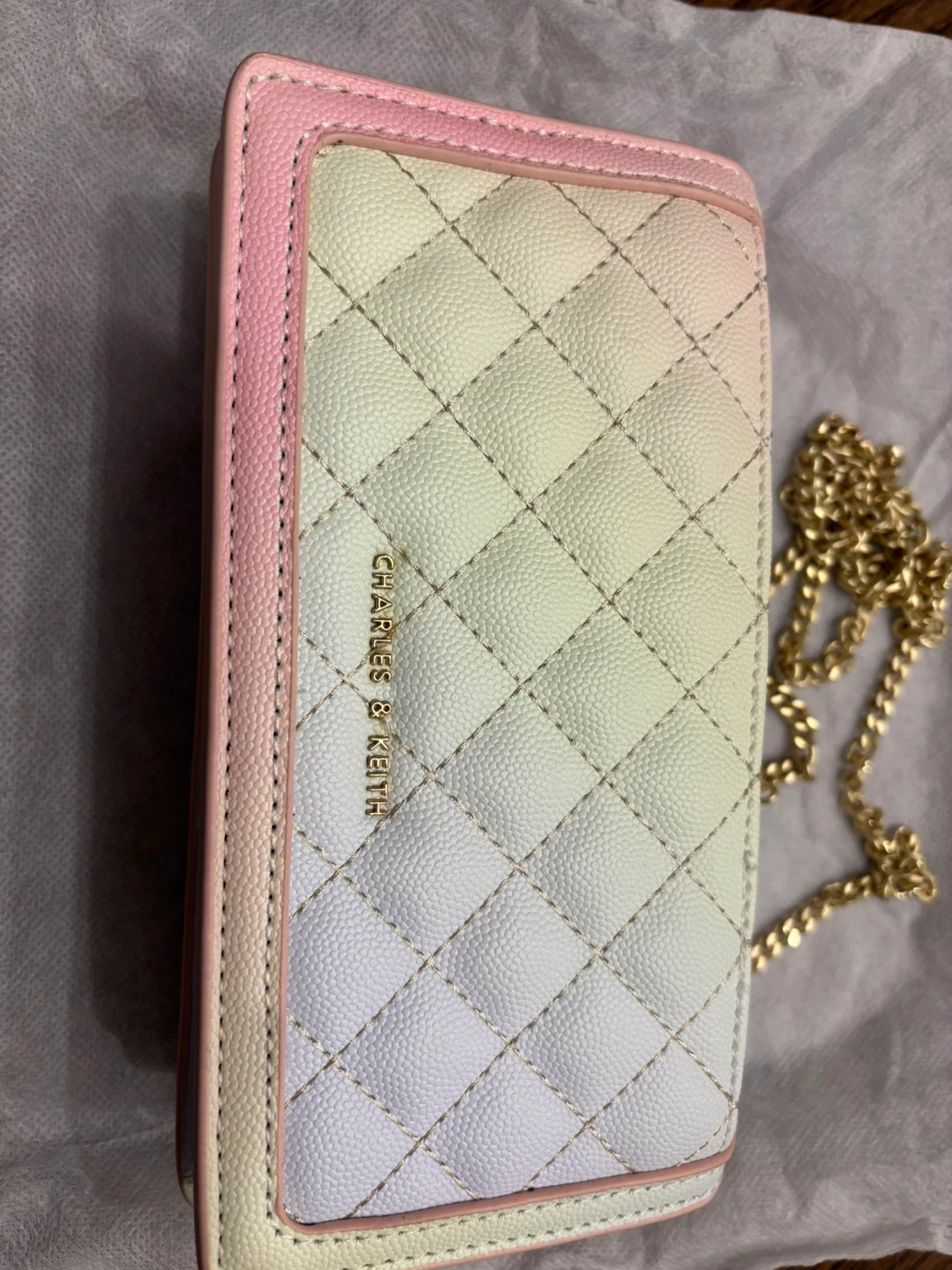 Charles & Keith Quilted Wallet/Clutch with Chain - photo 2