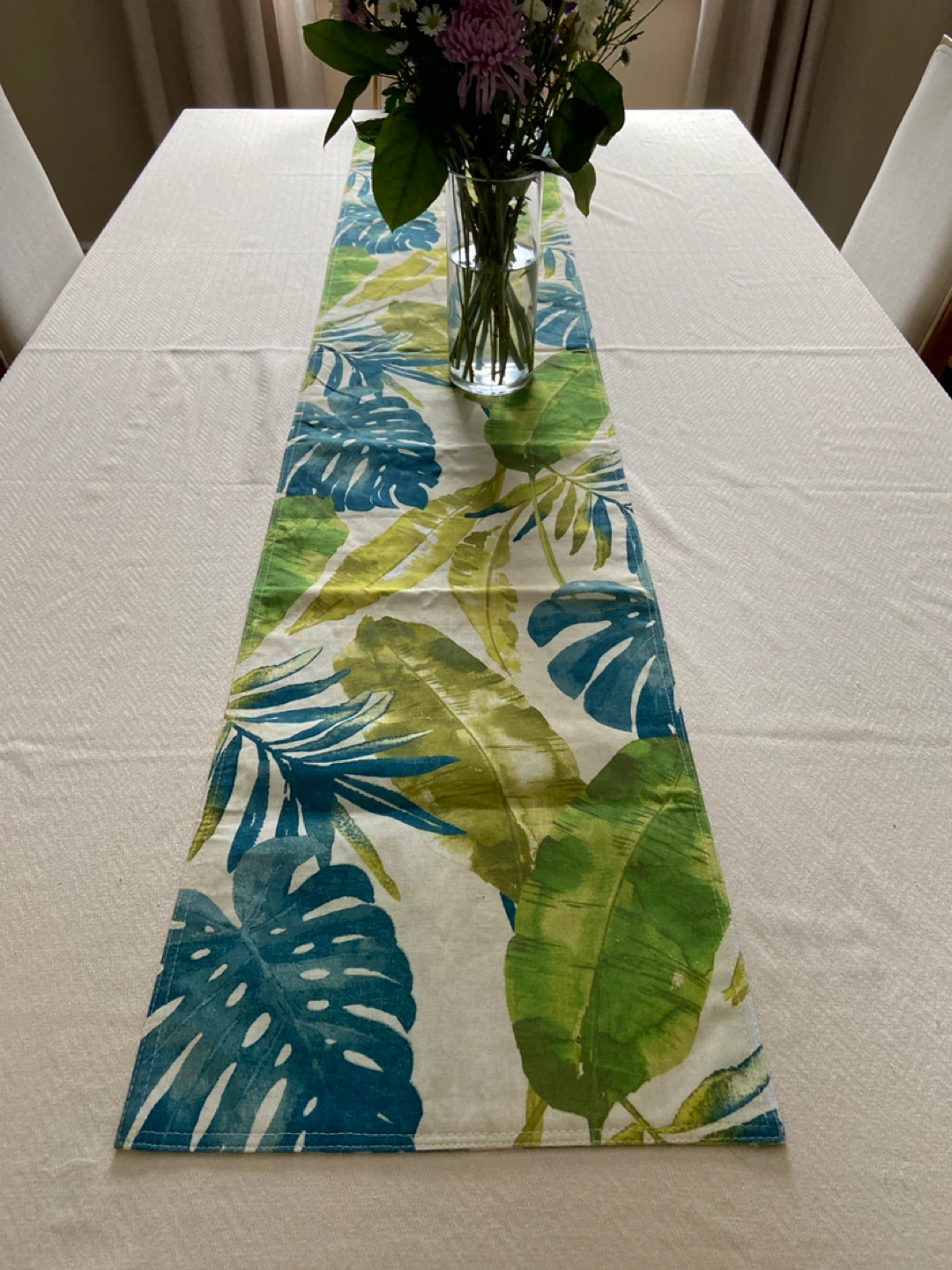 Tropical Leaf Print Table Runner