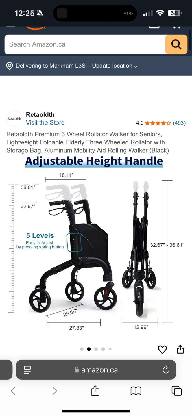 New* Premium 3 Wheel Rollator Walker - photo 2