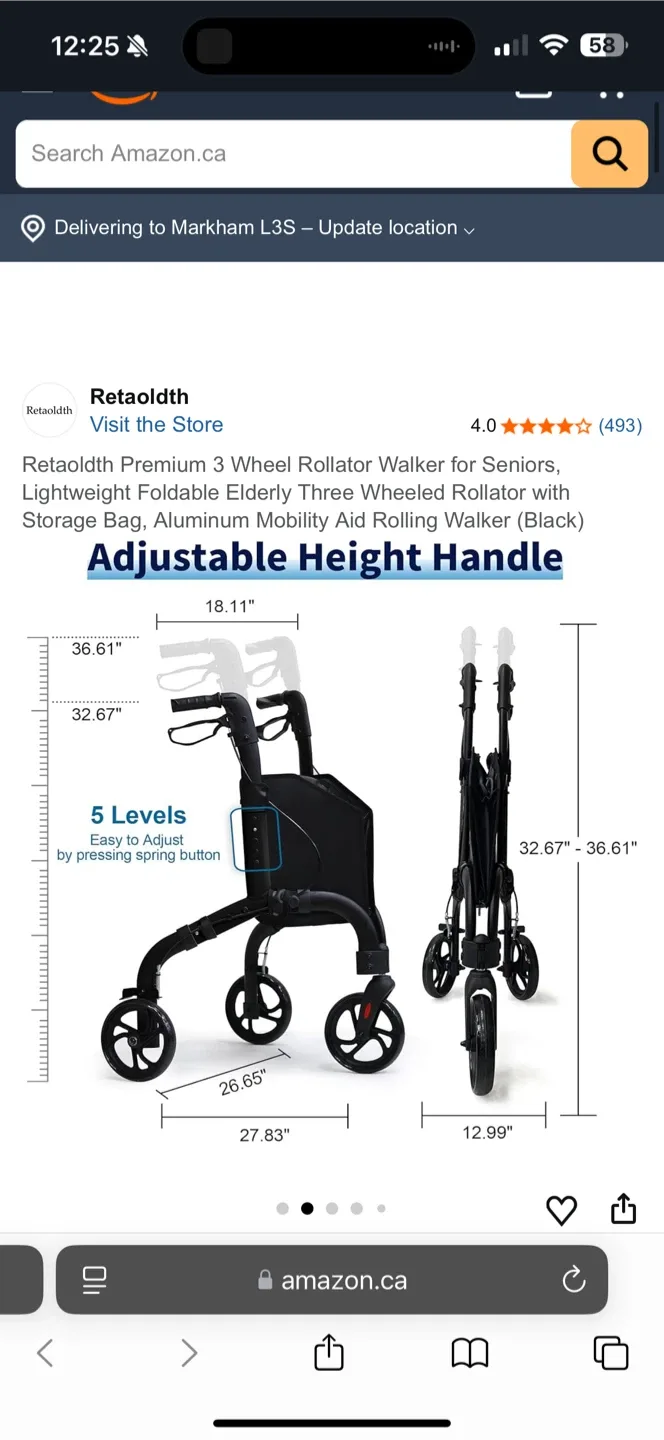 New* Premium 3 Wheel Rollator Walker - photo 2