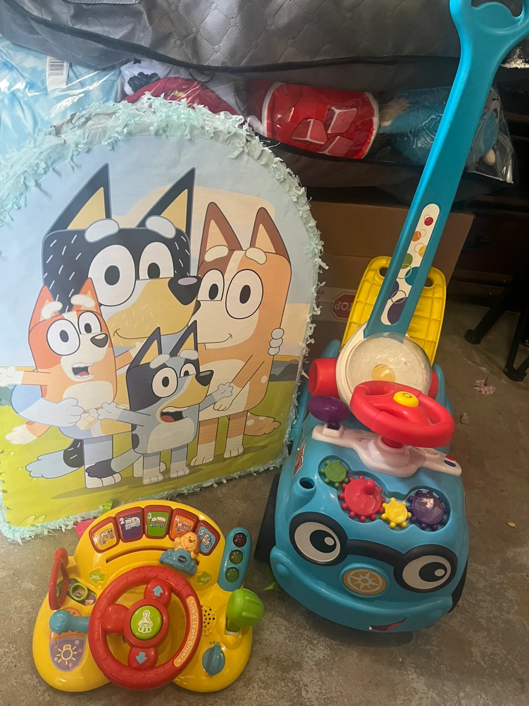 Bluey Piñata and VTech Turn & Learn Driver Toy