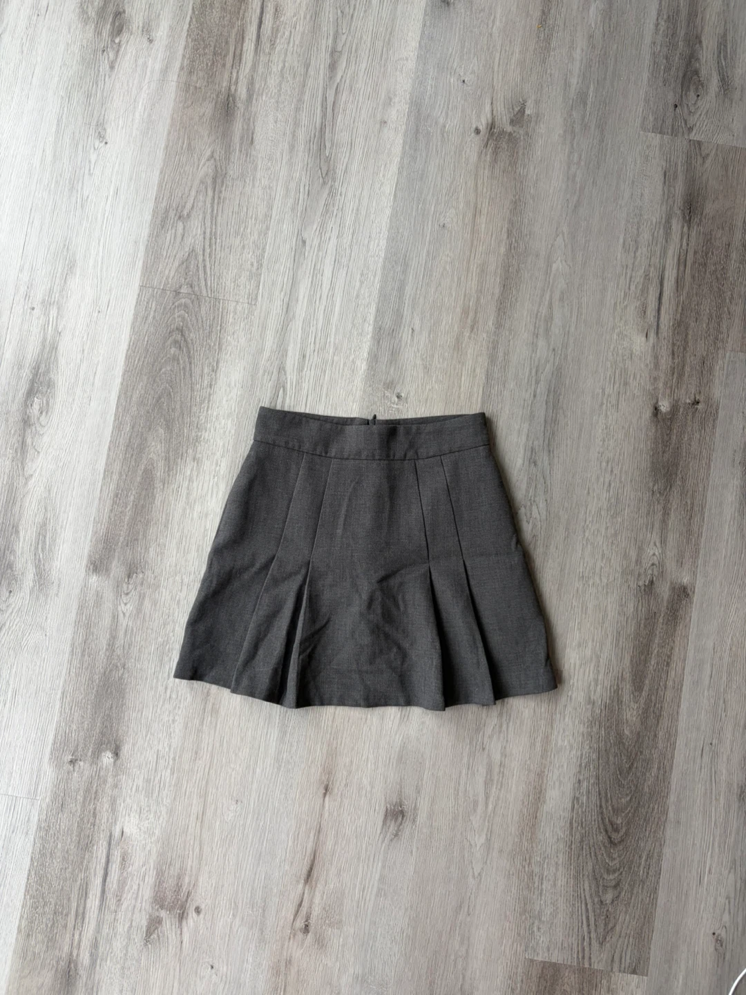 Dark Grey Pleated Mini Skirt