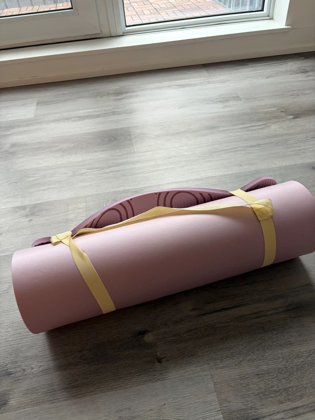 Pink Yoga Mat with Straps