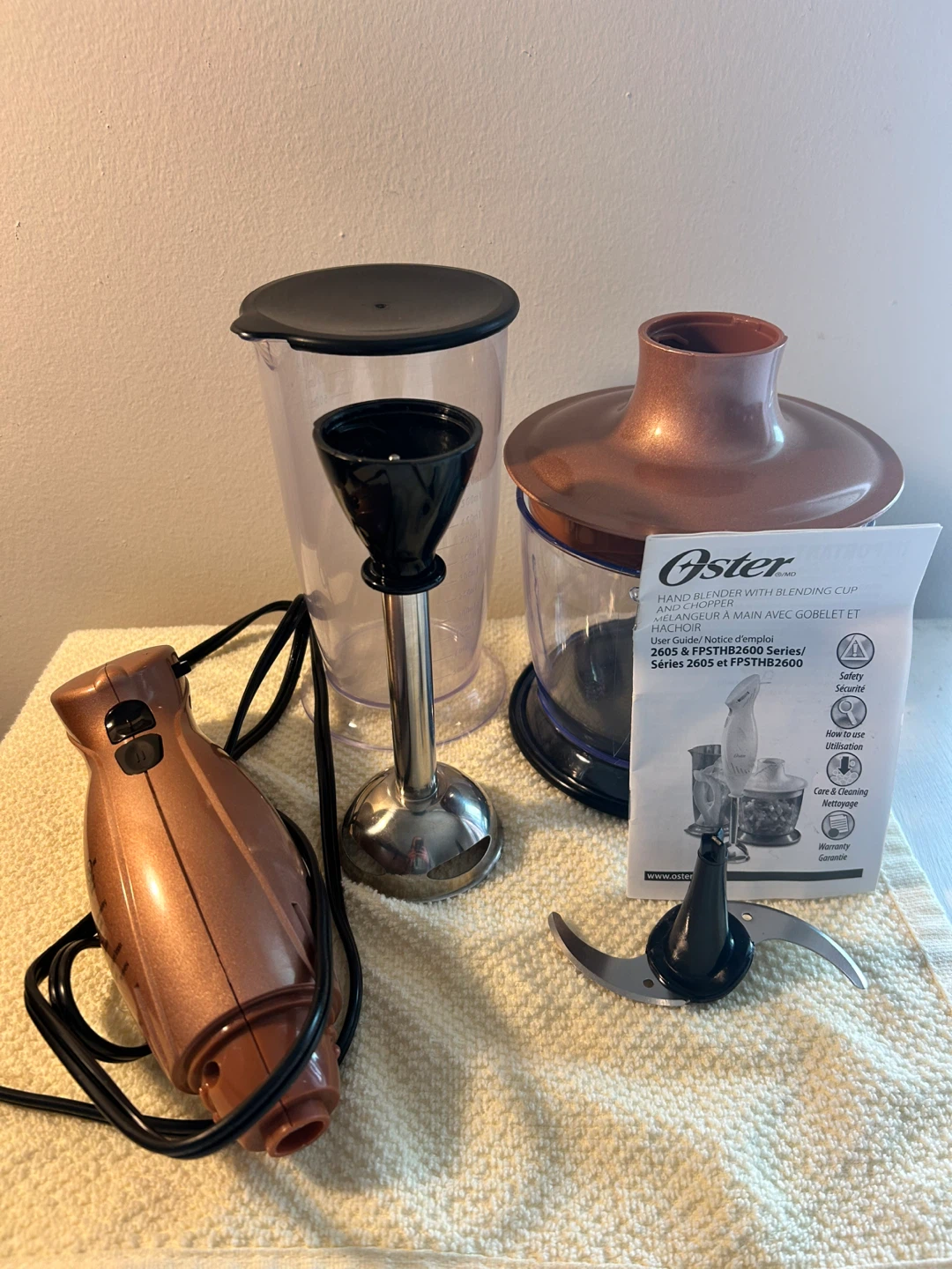Hand Blender w Blending Cup + Chopper | Oster | Copper