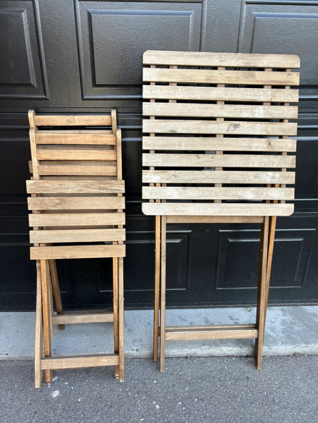 IKEA Outdoor Foldable Table + 2 Chairs (Small Wooden Patio set) - photo 4