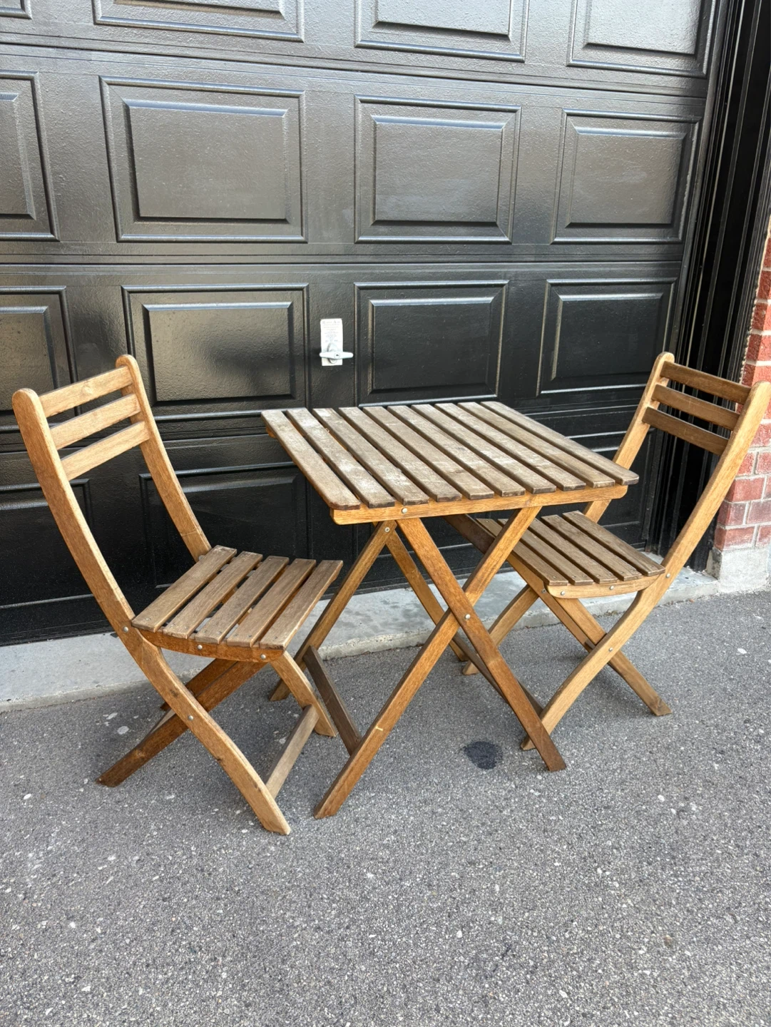 IKEA Outdoor Foldable Table + 2 Chairs (Small Wooden Patio set)