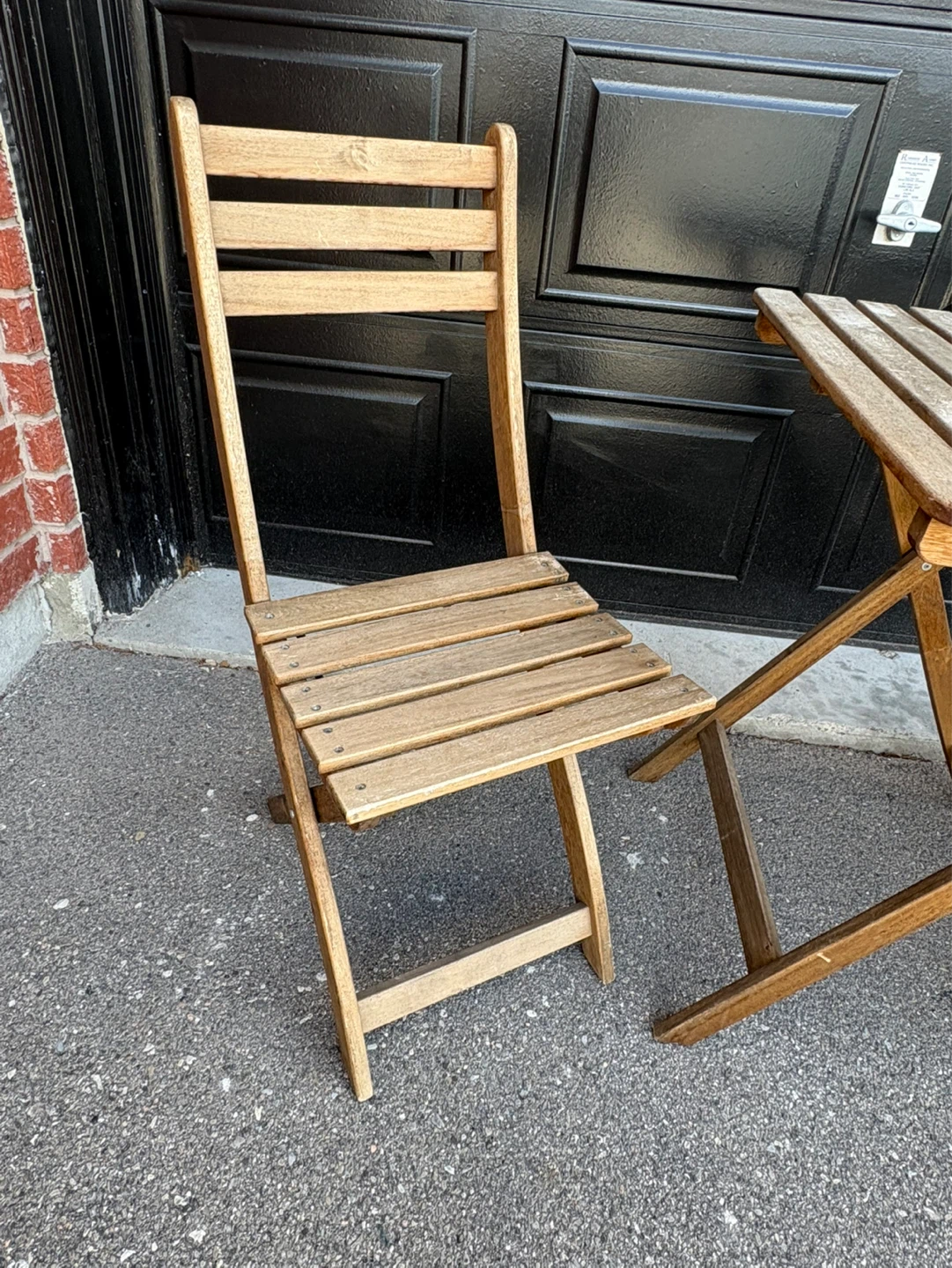 IKEA Outdoor Foldable Table + 2 Chairs (Small Wooden Patio set) - photo 2