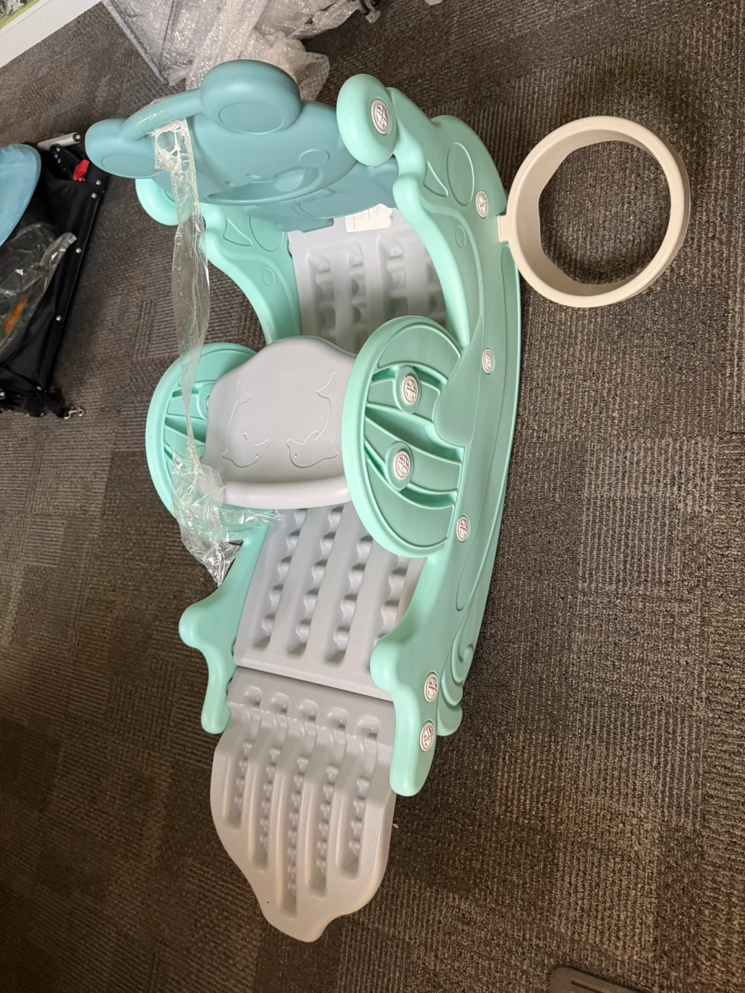 Brand new Kids Slide with Basketball Hoop - Mint Green