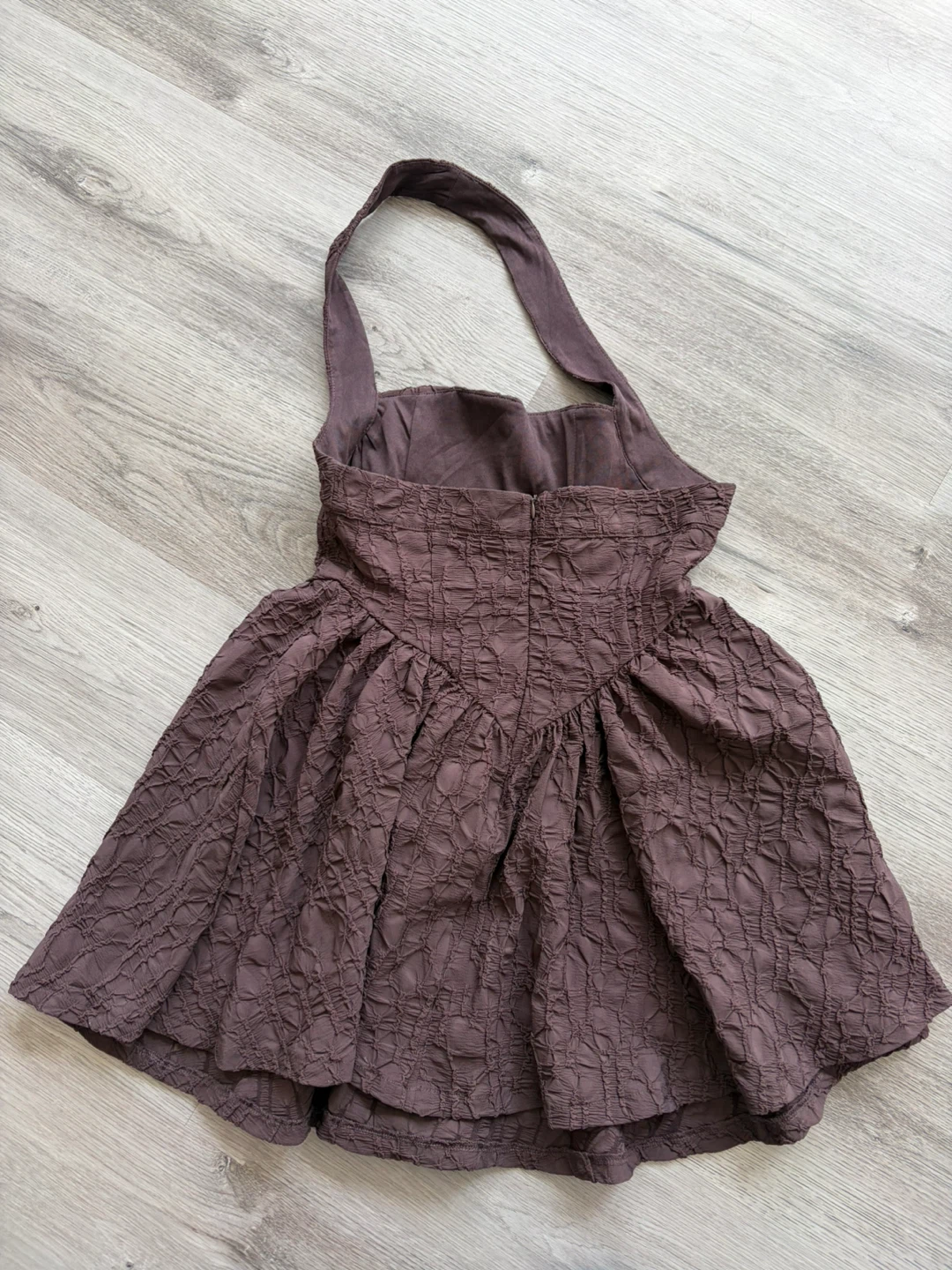 Brown Textured Halter Dress - photo 2