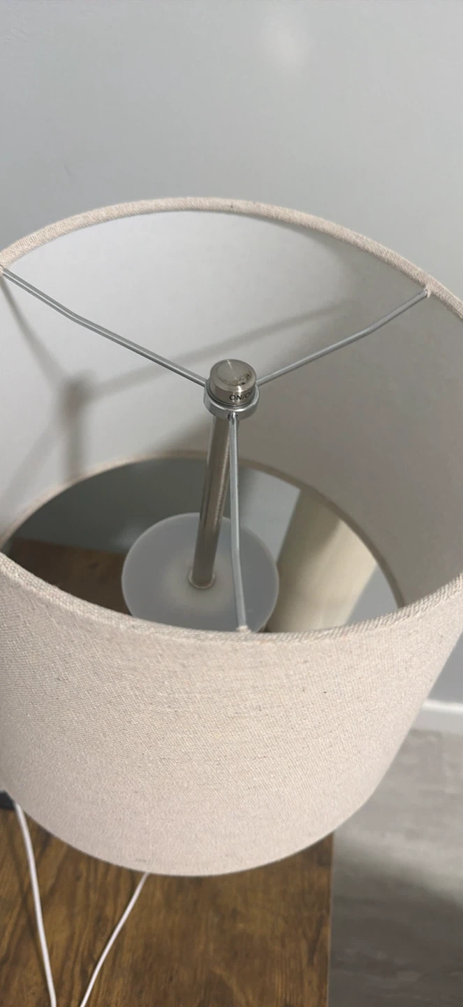 Geometric Table Lamp with Linen Shade - photo 2