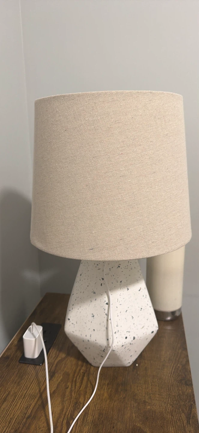 Geometric Table Lamp with Linen Shade