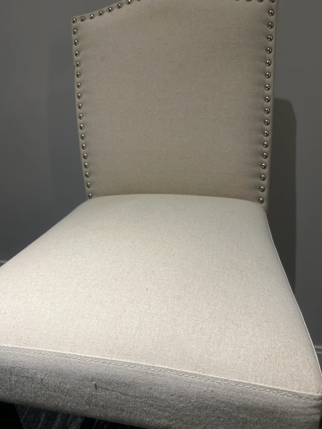 Retails $390 Cream Upholstered Bar Stool with Nailhead Trim - photo 4