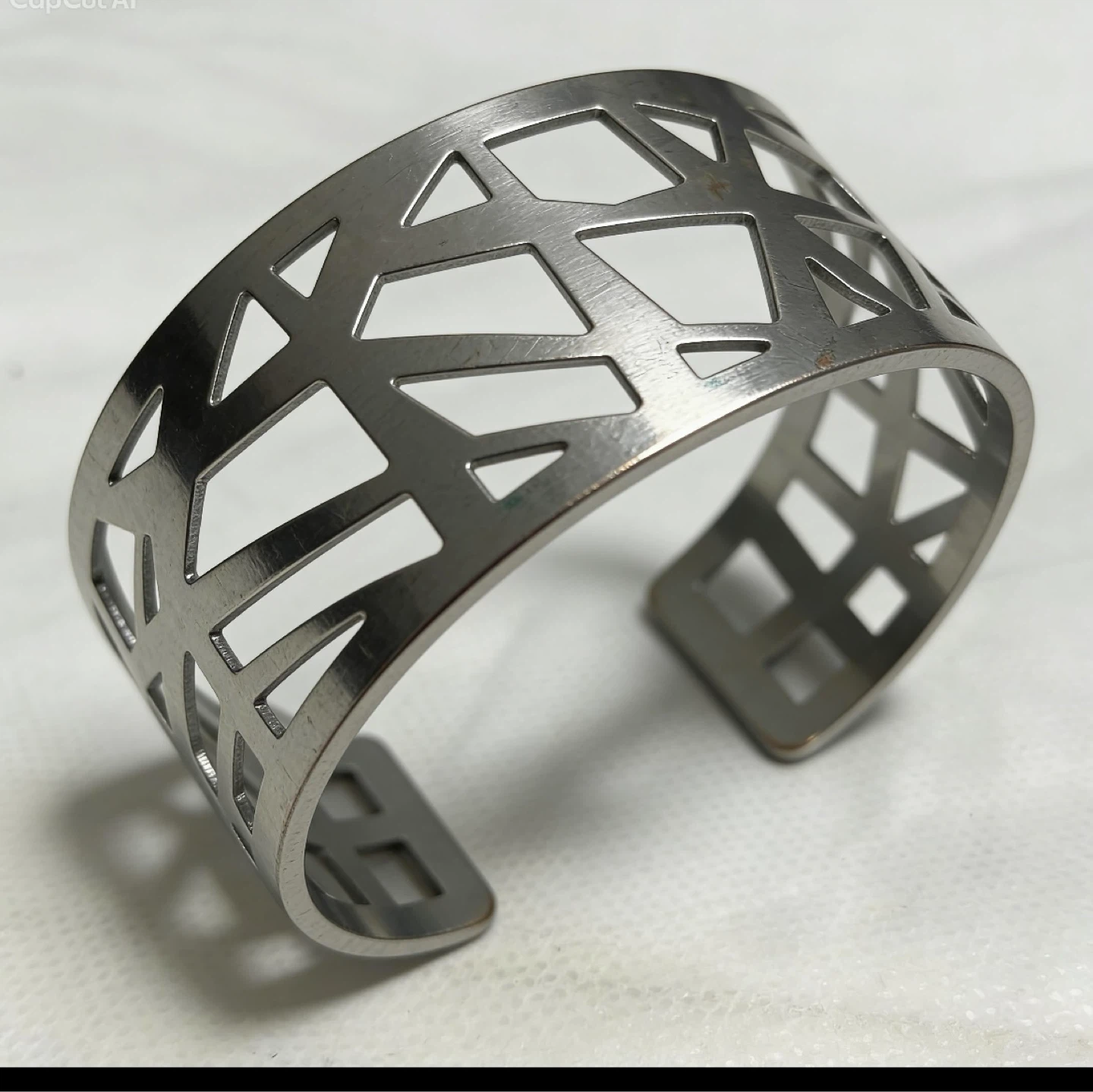 Silver Geometric Cutout Cuff Bracelet - photo 3