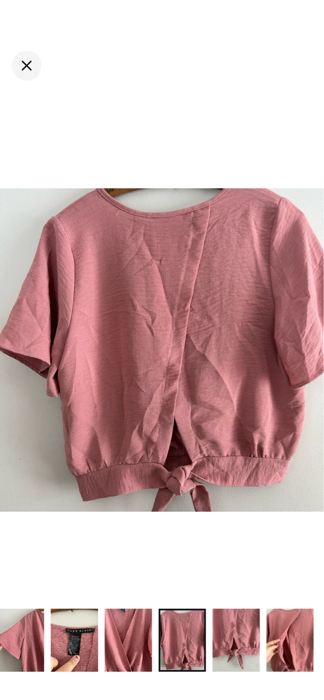 COMO BLACK Pink Textured Wrap Tie-Front Top XL - photo 5