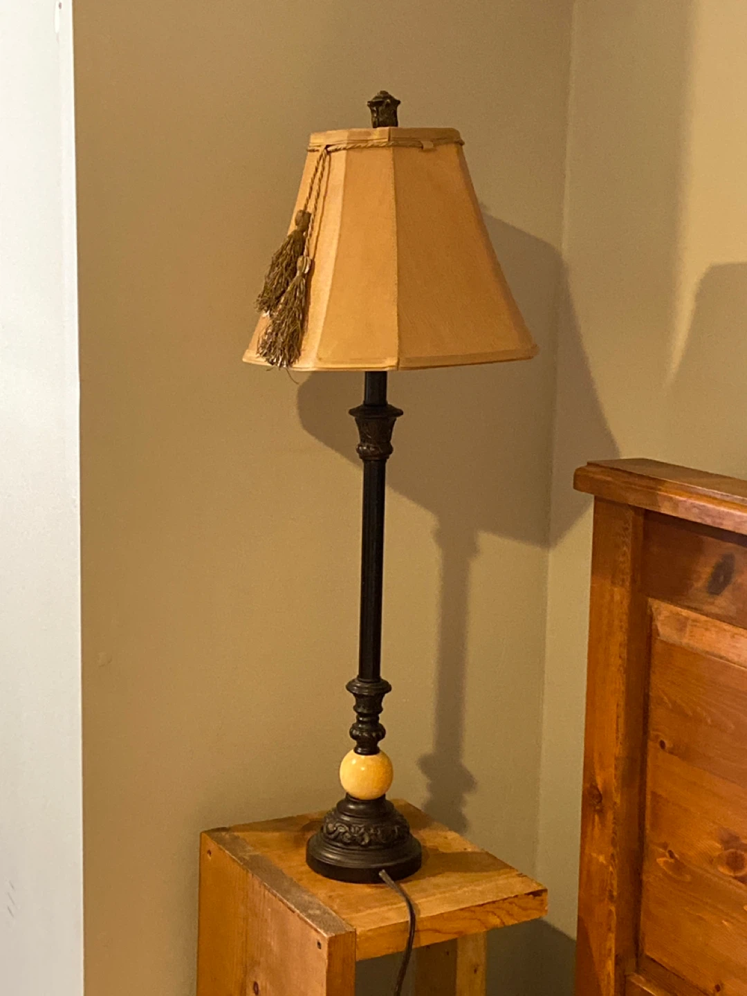 Table Lamp with Beige Shade and Tassels