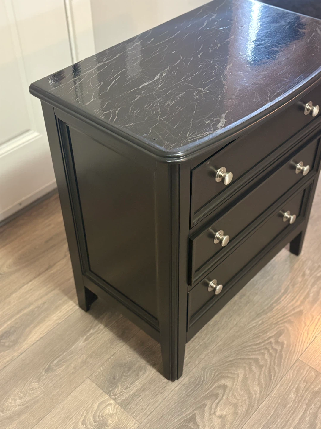 Black 3-Drawer Nightstand - photo 2