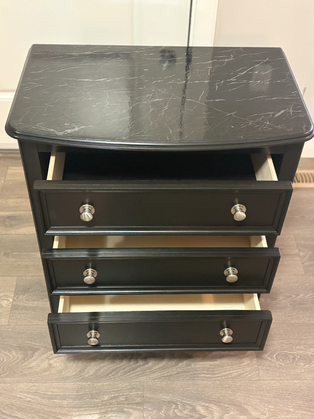 Black 3-Drawer Nightstand - photo 5