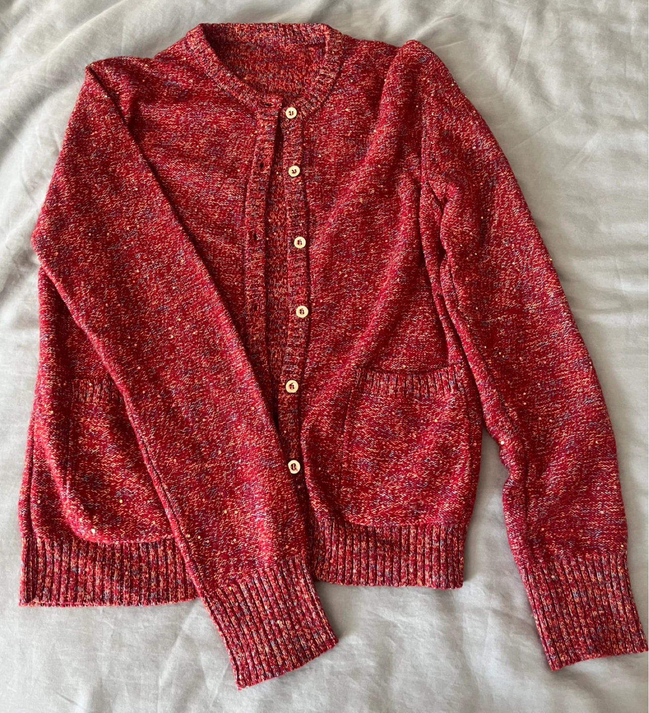 Gold and silver sequin wool cardigan