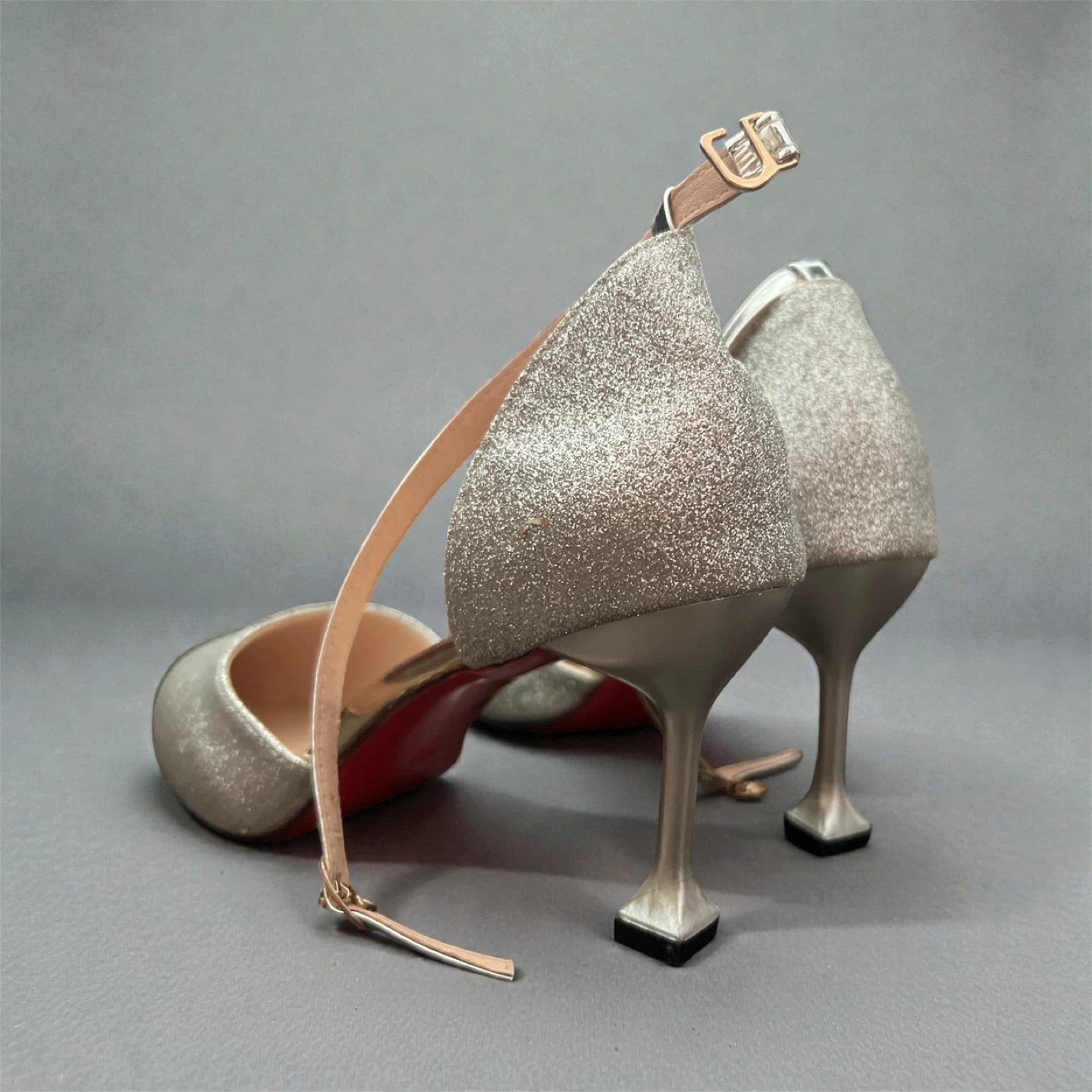 Sparkly Silver Heels with Ankle Strap - photo 2