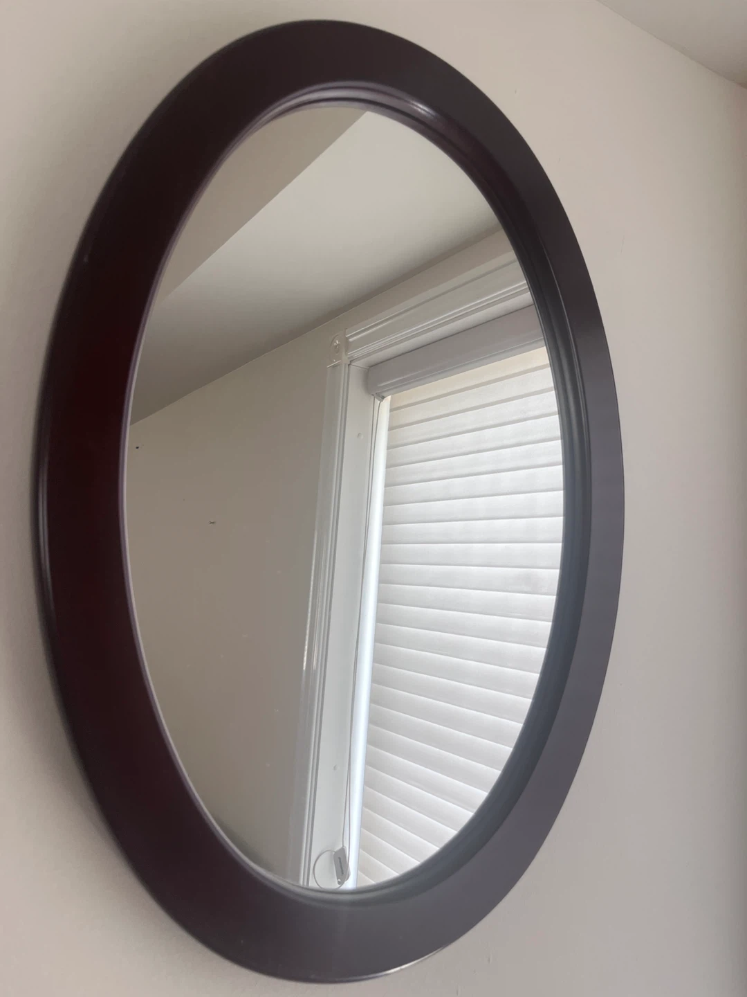 Oval Wall Mirror with Dark Wood Frame - photo 2