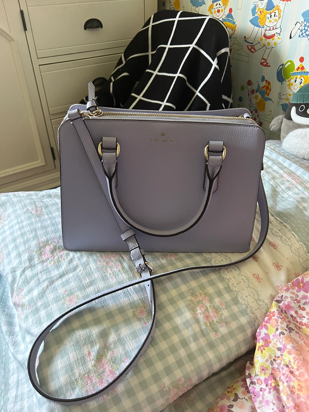 Kate Spade Lilac-Blue Leather Satchel Handbag