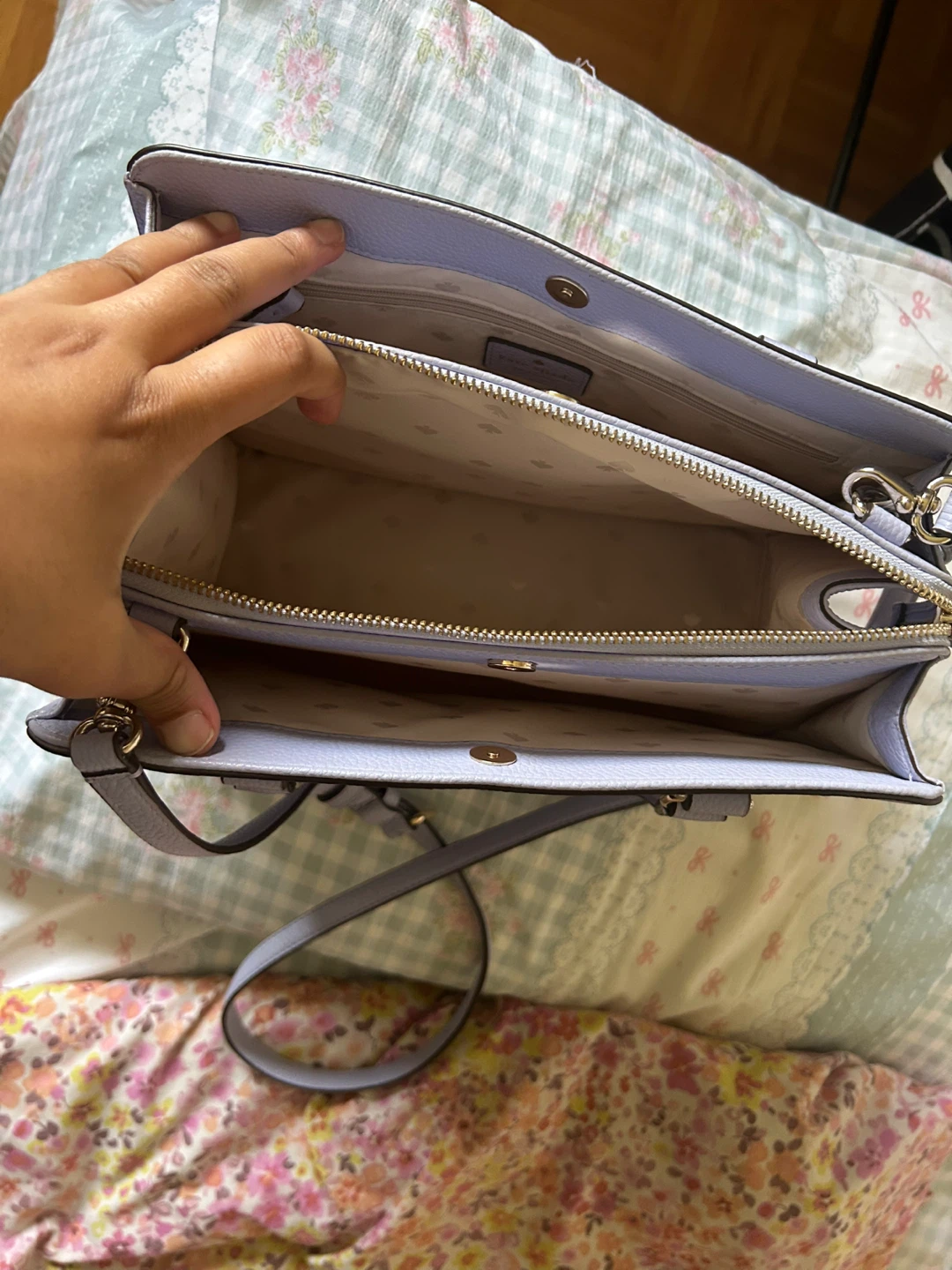 Kate Spade Lilac-Blue Leather Satchel Handbag - photo 3