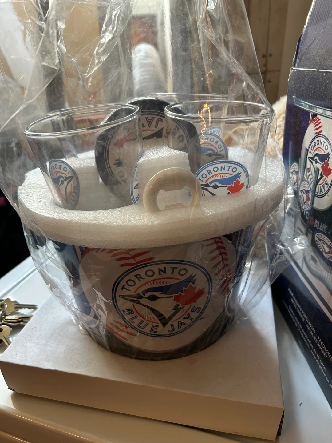 Toronto Blue Jays Ice Bucket Set with Glasses and Coasters - photo 3