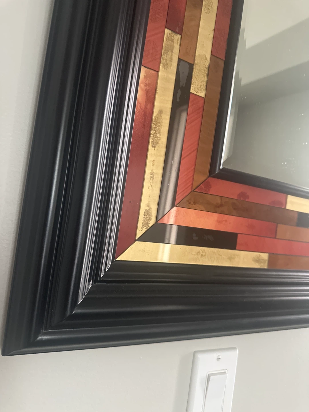 Decorative Mirror with Wood and Metallic Accents - photo 2