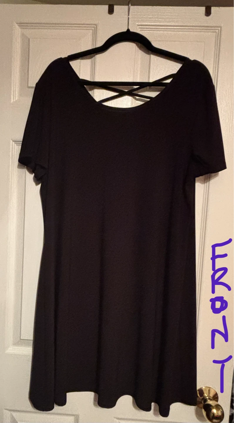 Black Criss-Cross Back T-Shirt Dress