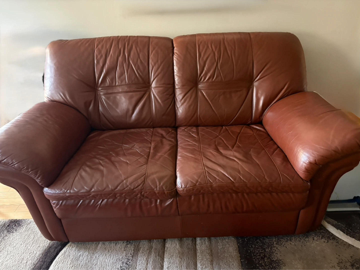 Brown Leather Loveseat Sofa