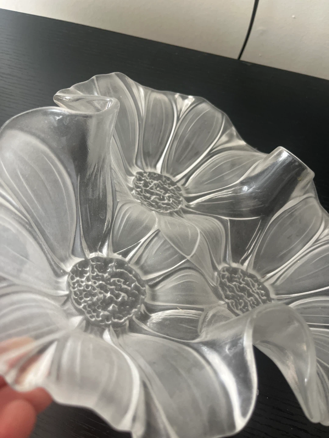 Clear Glass Flower Bowl - photo 2