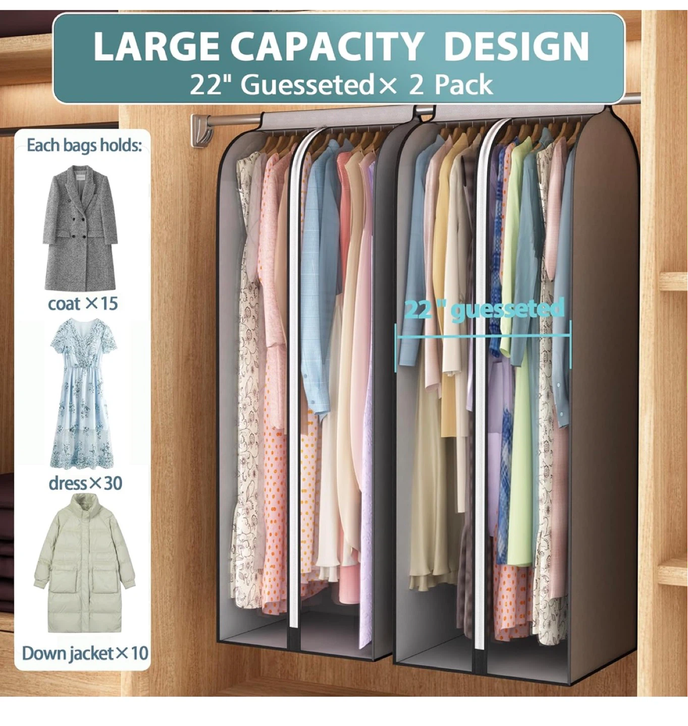 Garment Bags for Clothes Storage - 2 Pack - photo 4