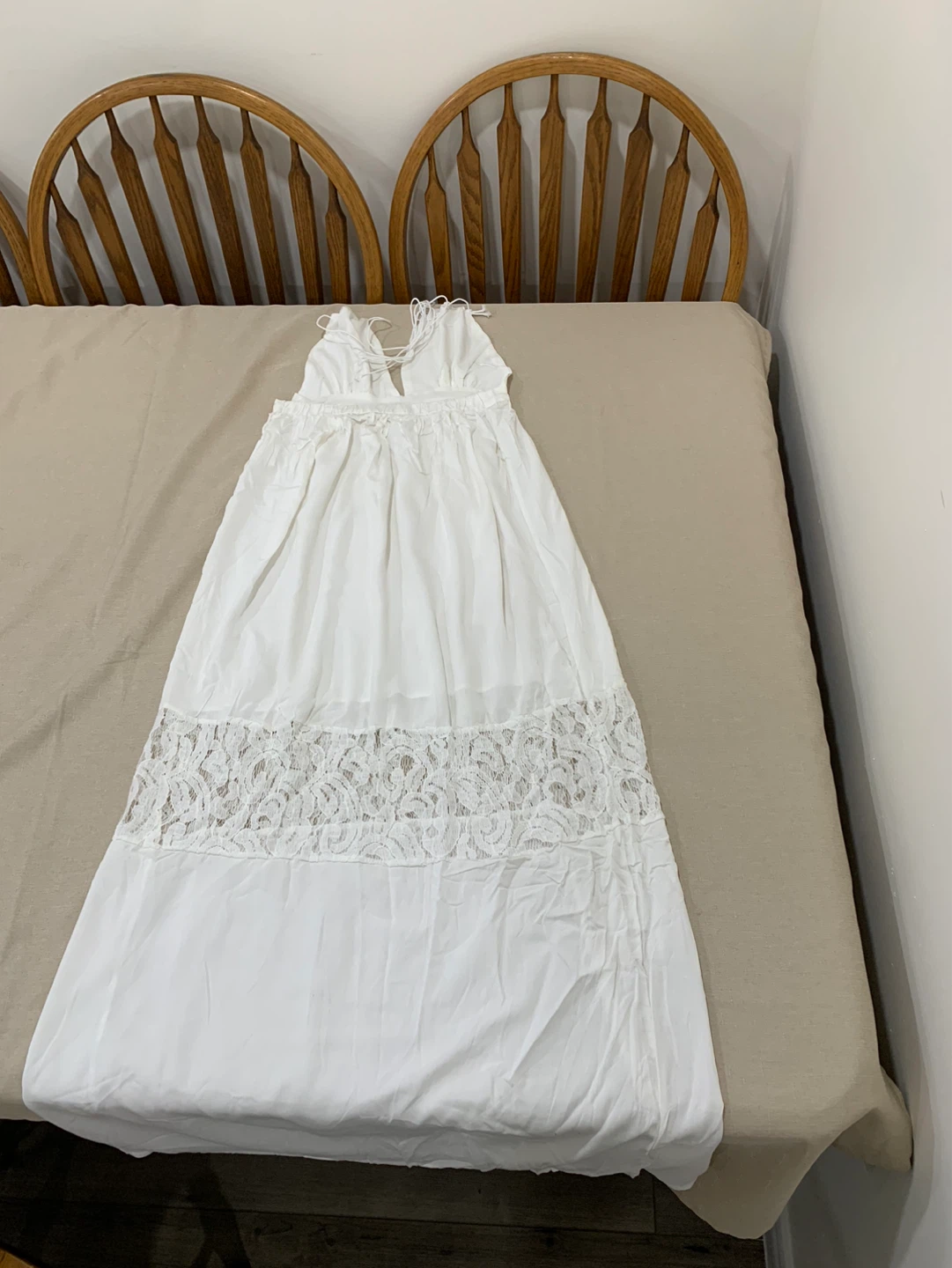 White Maxi Dress with Lace Inset