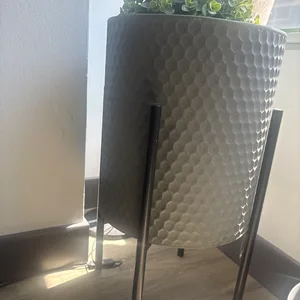 Gray Textured Planter with Stand