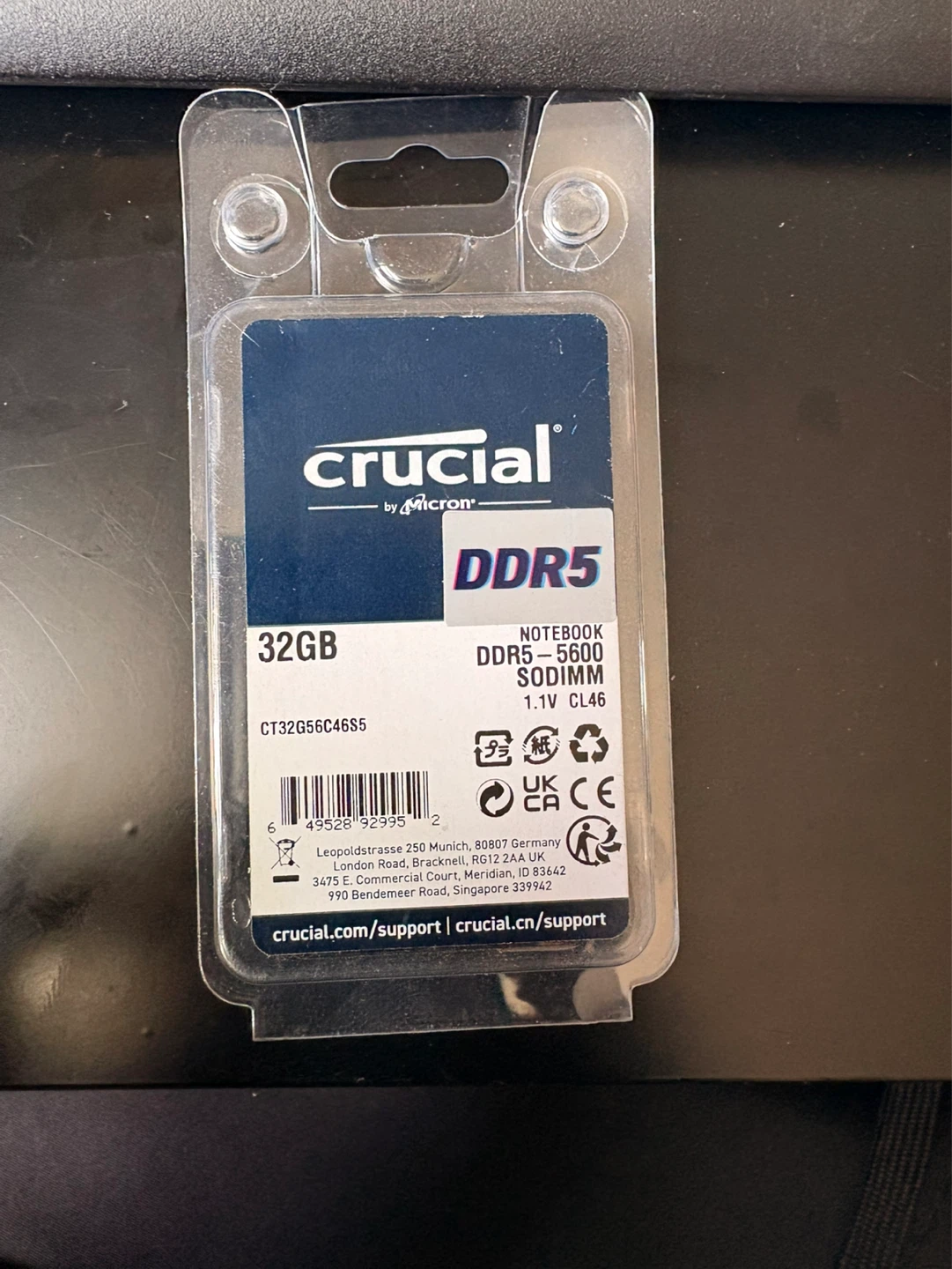 Crucial 32GB DDR5-5600 SODIMM Laptop RAM