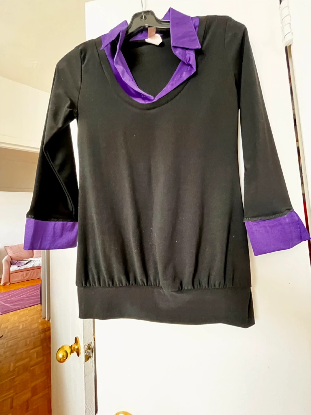 Black and Purple 3/4 Sleeve Top size S - photo 4